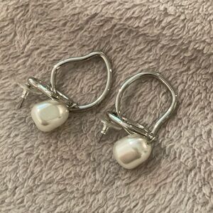 WHBM Silver Pearl Drop Earrings